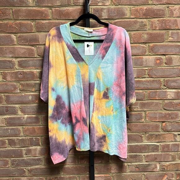 ODDY Women’s Tie Dye Oversize Top One Size NEW - Picture 2 of 7